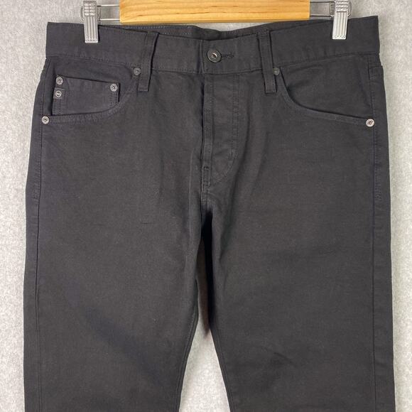 Adriano Goldschmied Mens 31R The Tellis Modern Slim Jeans Black Denim Button Fly - Picture 2 of 12